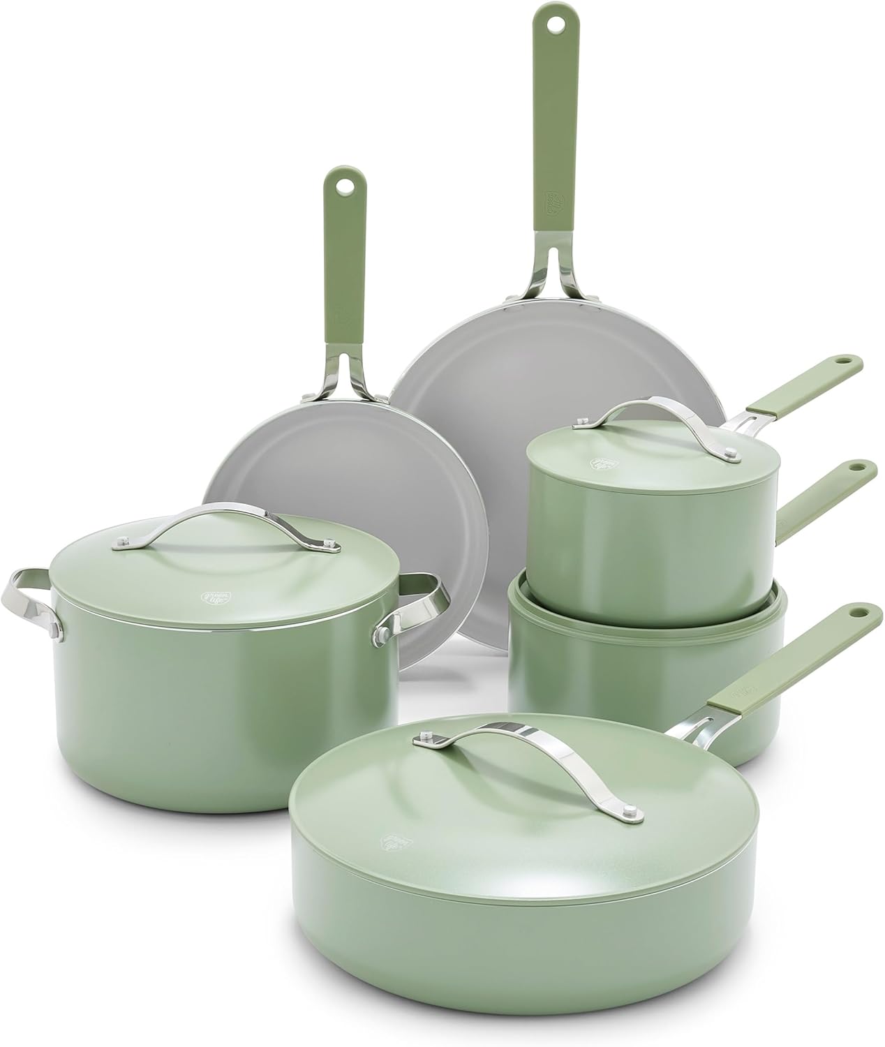 GreenLife Dream 10-Piece Ceramic Cookware Set with Eco-Friendly Features