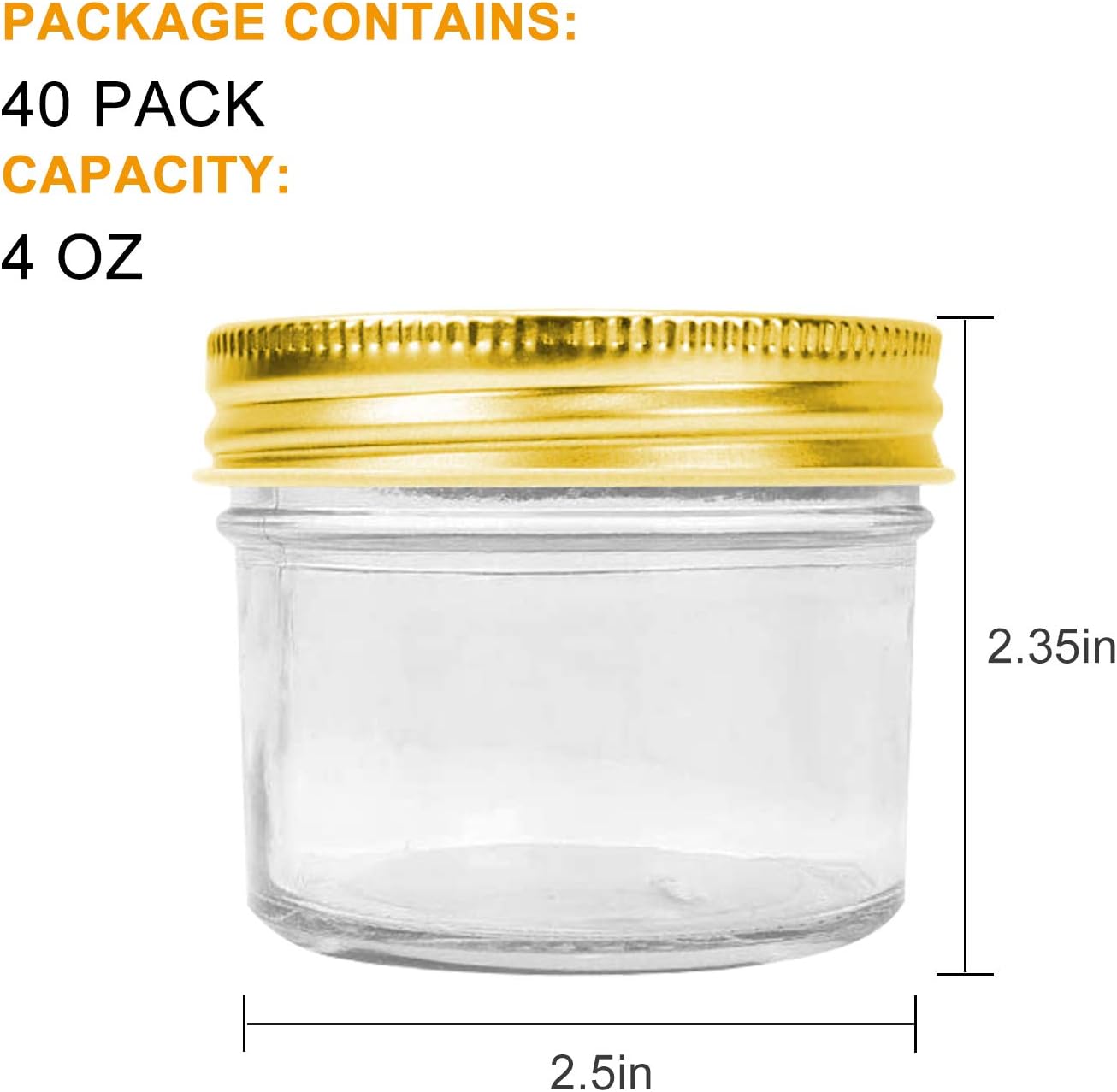 Encheng 4 Oz Glass Jars 40-Piece Set with Golden Bands