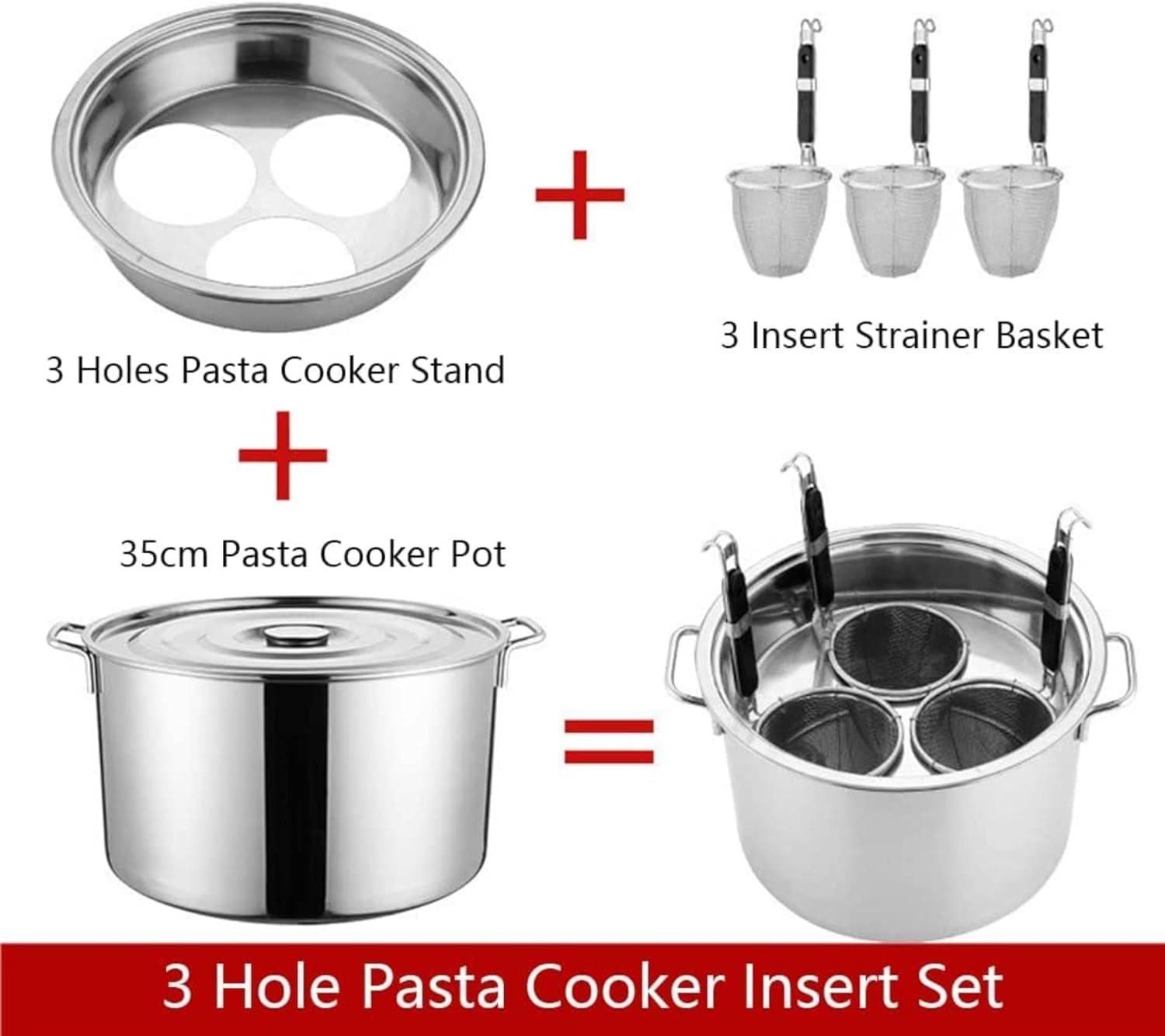 UNbit 201 stainless steel pasta pots with 3 inserts
