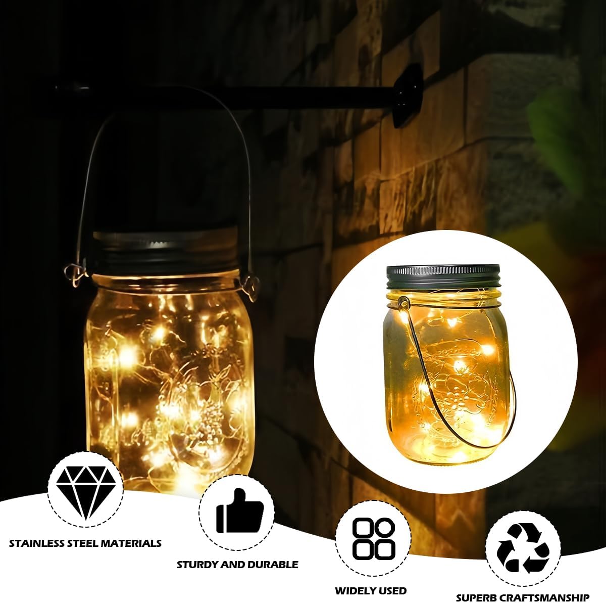 Stainless Steel Mason Jar Wire Hangers 10Pcs Perfect Fit for 70mm Jars