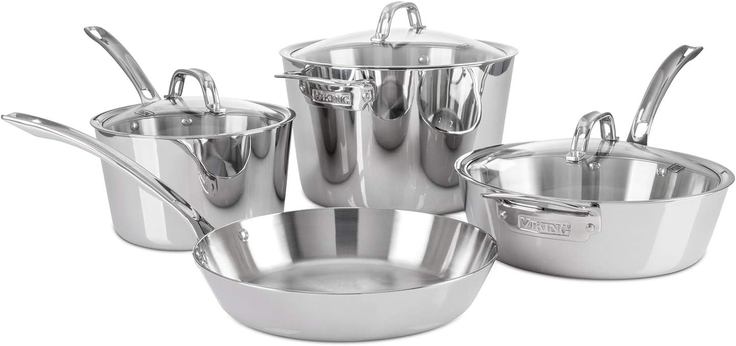Viking 7-Piece 3-Ply Stainless Steel Cookware Set