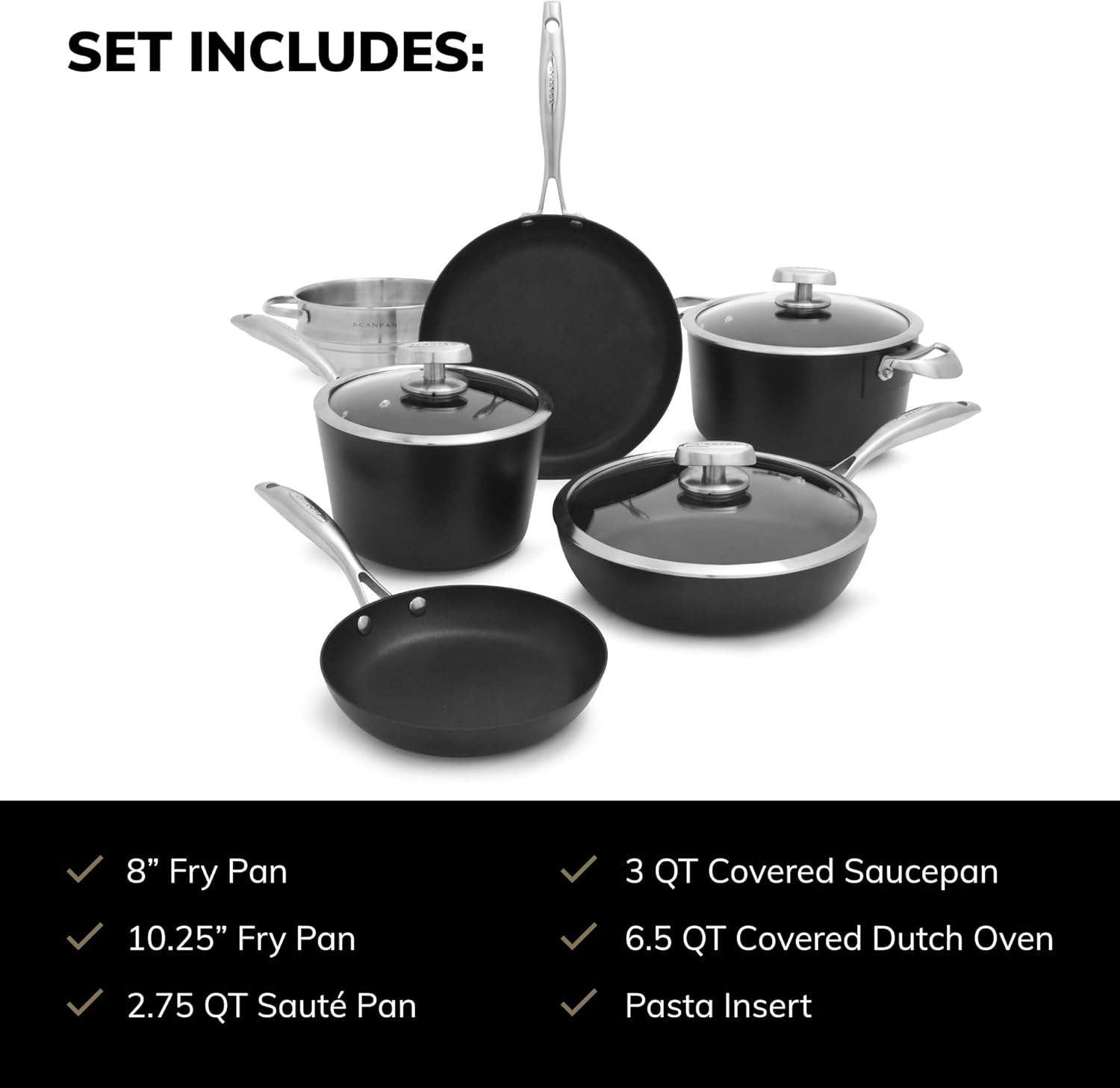 scanpan pro iq 9-piece cookware set