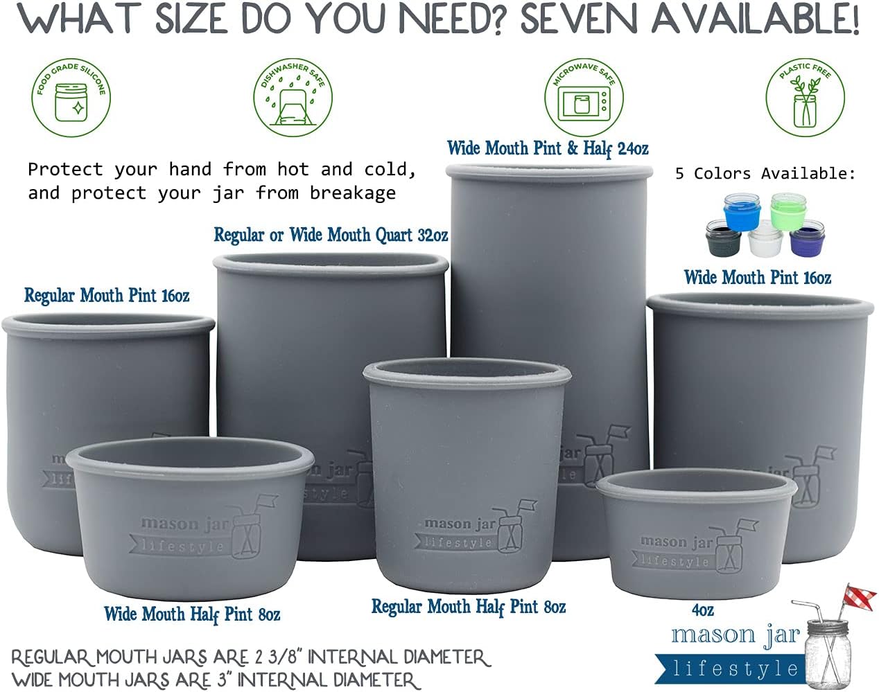 Versatile Silicone Protection for 8oz Mason Jars