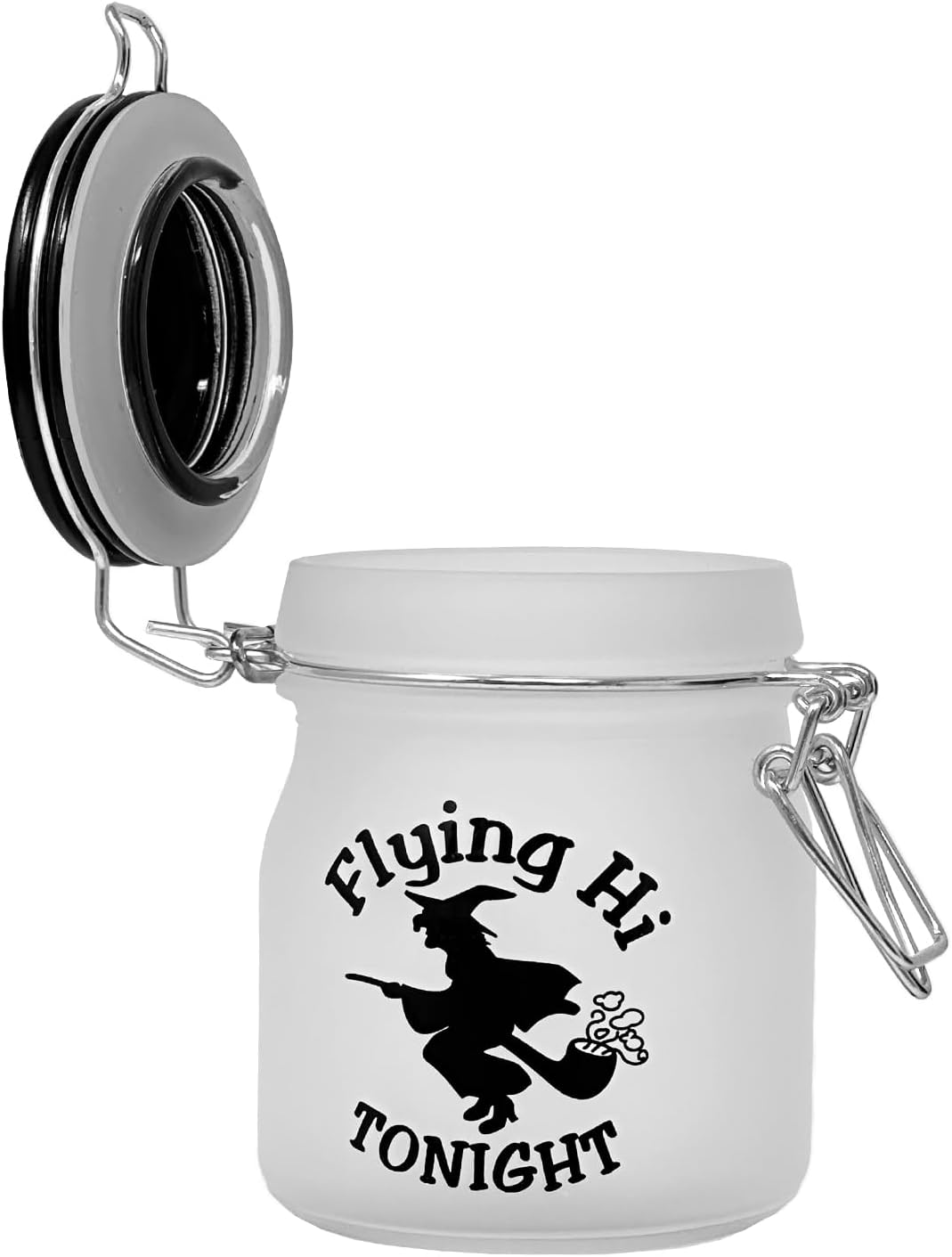 Safe Steel-Hinged Glass Jar with Frosted Lid for Airtight Storage