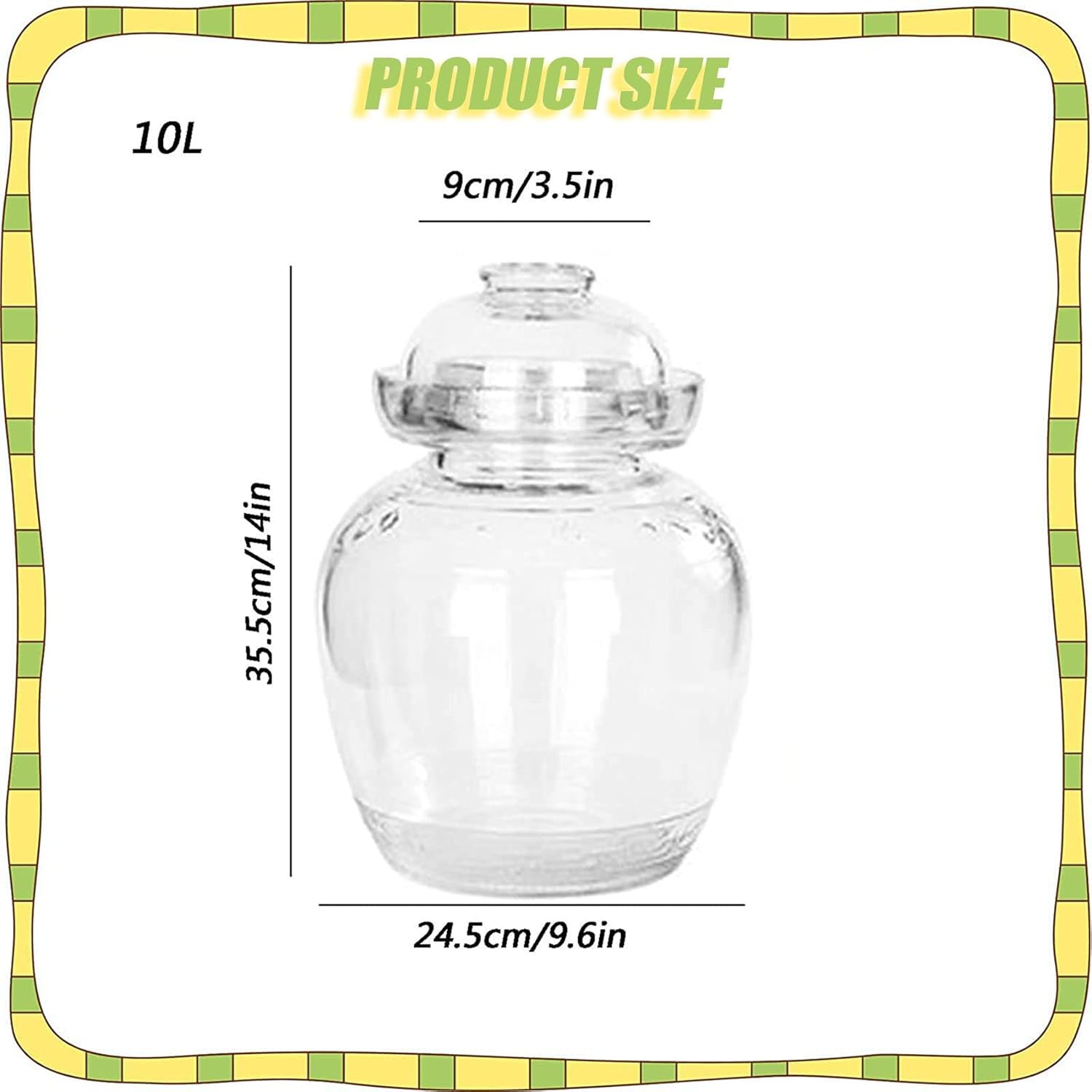 OCAZI Clear Glass Jar 10L Pickling Fermenting Canning Jar