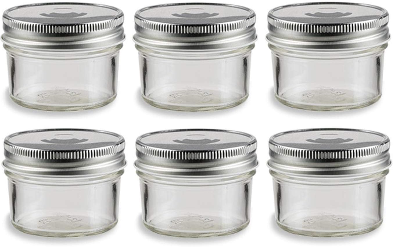 Nakpunar 6-Piece 4 Oz Mason Glass Jars with Silver Lids