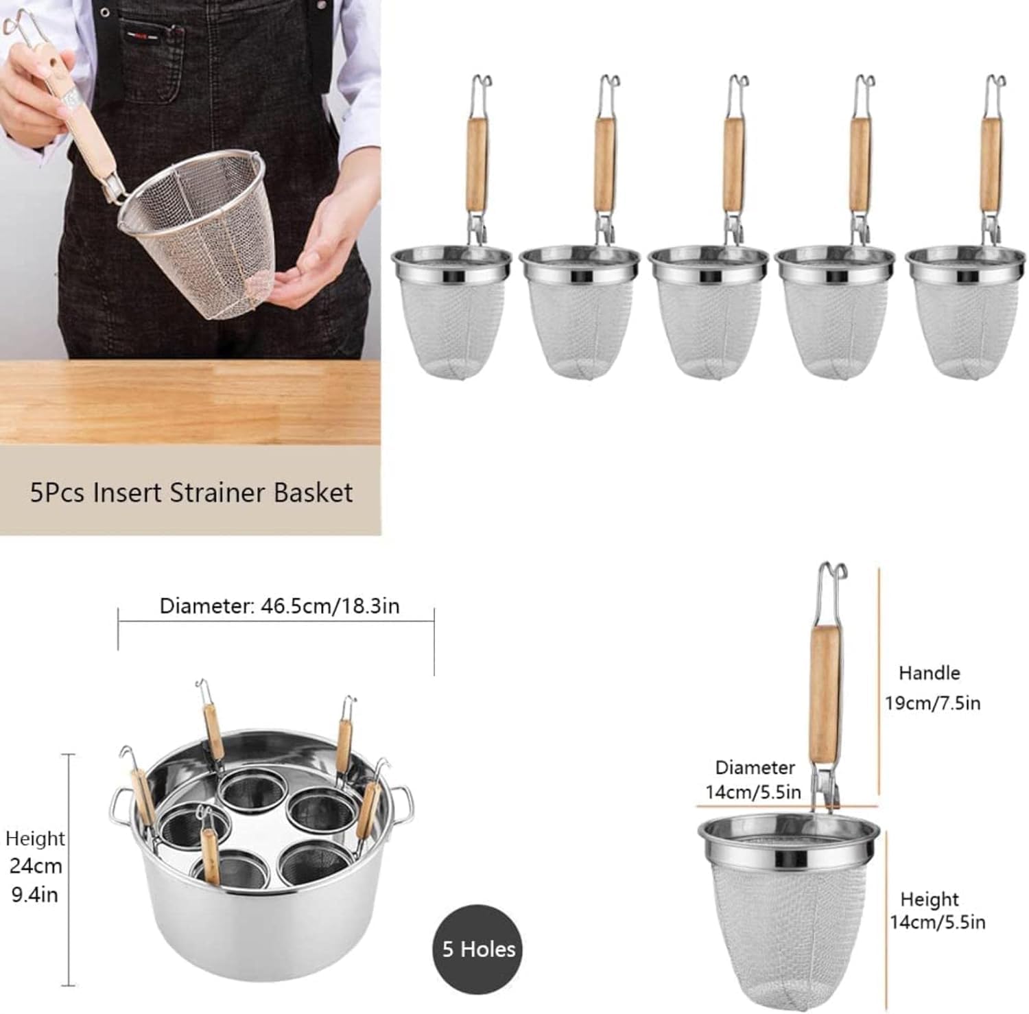 5 Holes Stainless Steel Pasta Pot - Must-Have for Home Kitchen
