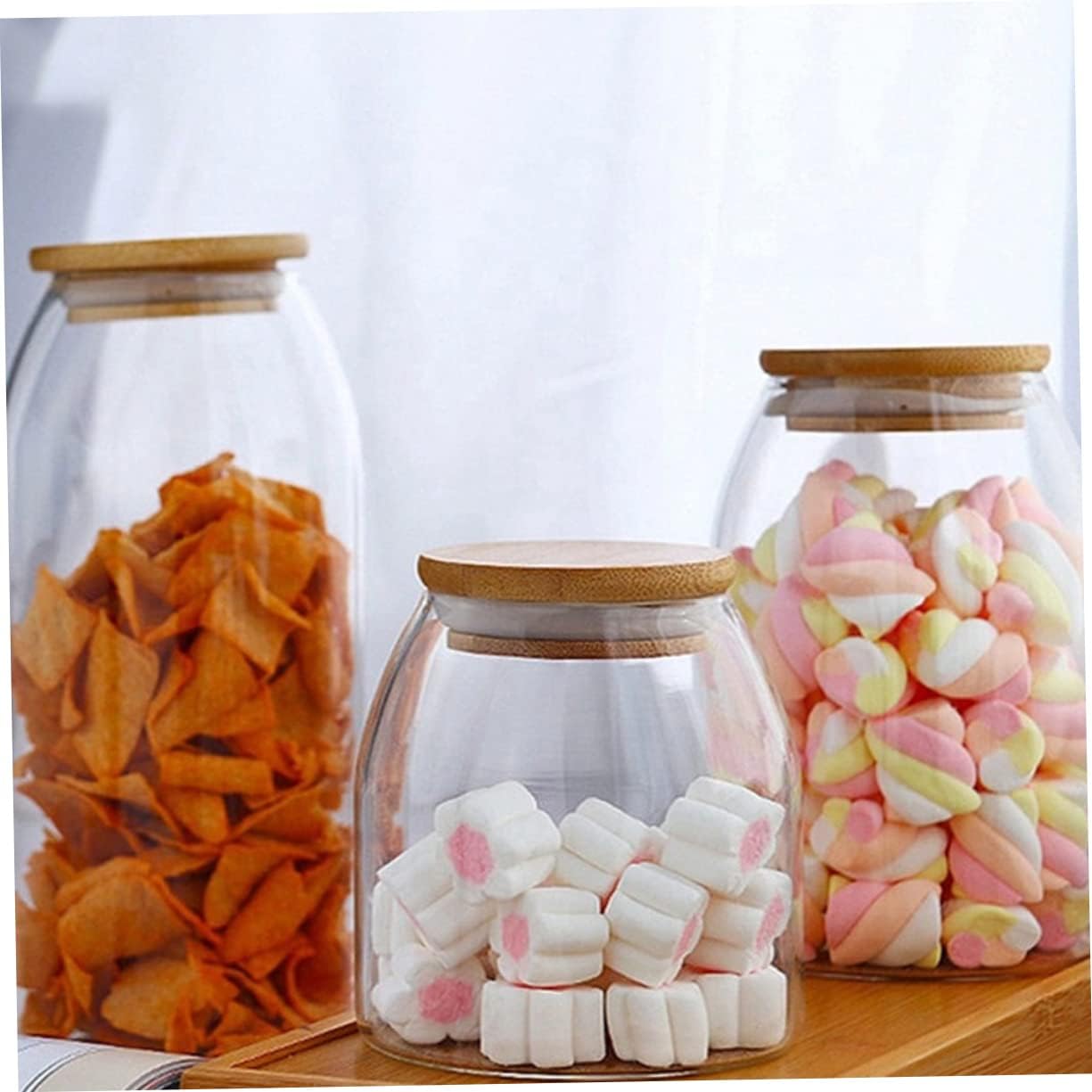 BESTOYARD 2 Pcs Glass Jar Clear Container with Airtight Lid