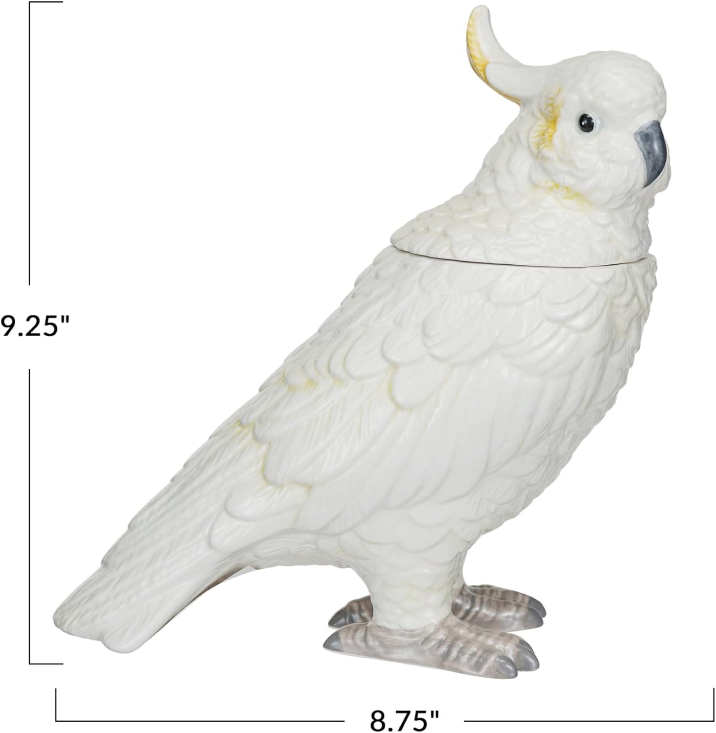 Creative Co-Op Whimsical Ceramic Cockatoo Jar in Yellow