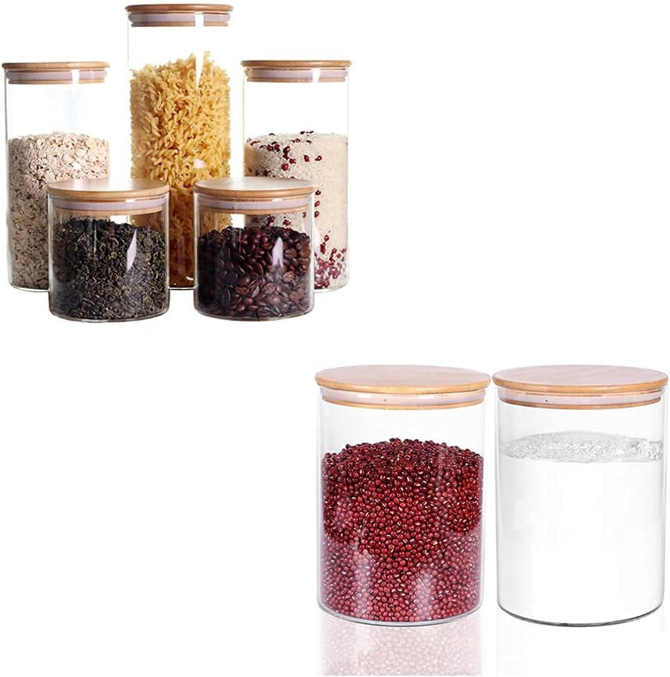 2x Small 100oz Glass Jars 3x Large Kitchen Canisters Bundle 10oz - 26kg