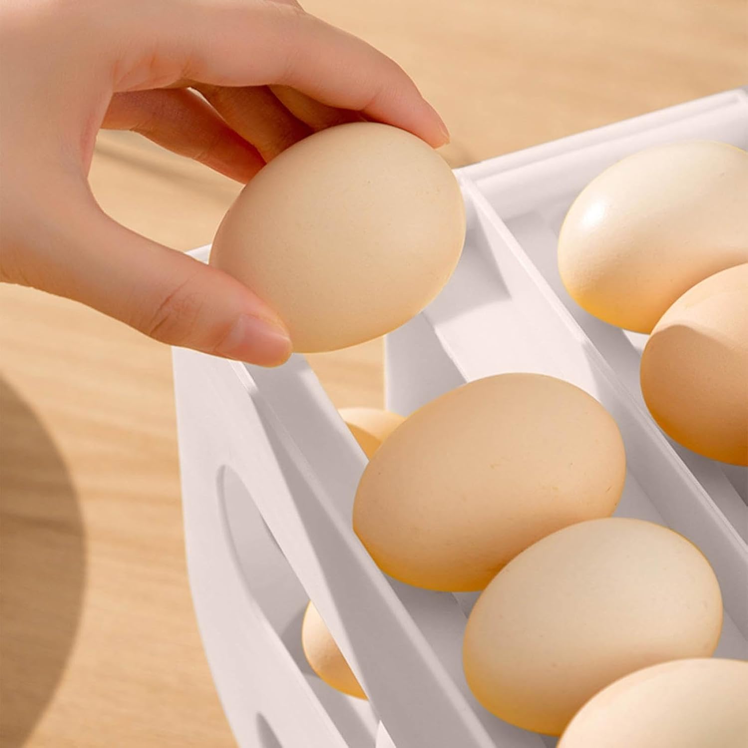2 Tiers Eggs Holder - Auto Rolling Fridge Organizer