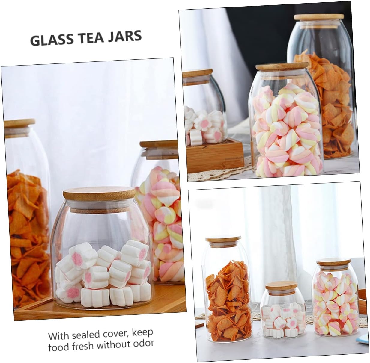 BESTOYARD 2 Pcs Glass Jar Clear Container with Airtight Lid