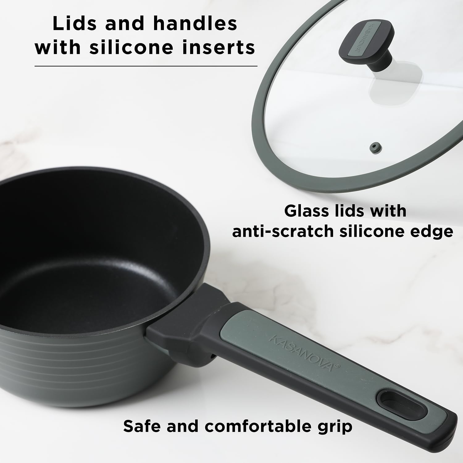 KASANOVA 11-Piece Nonstick Cookware Set PFOA-Free Compatible with All Induction Cooktops