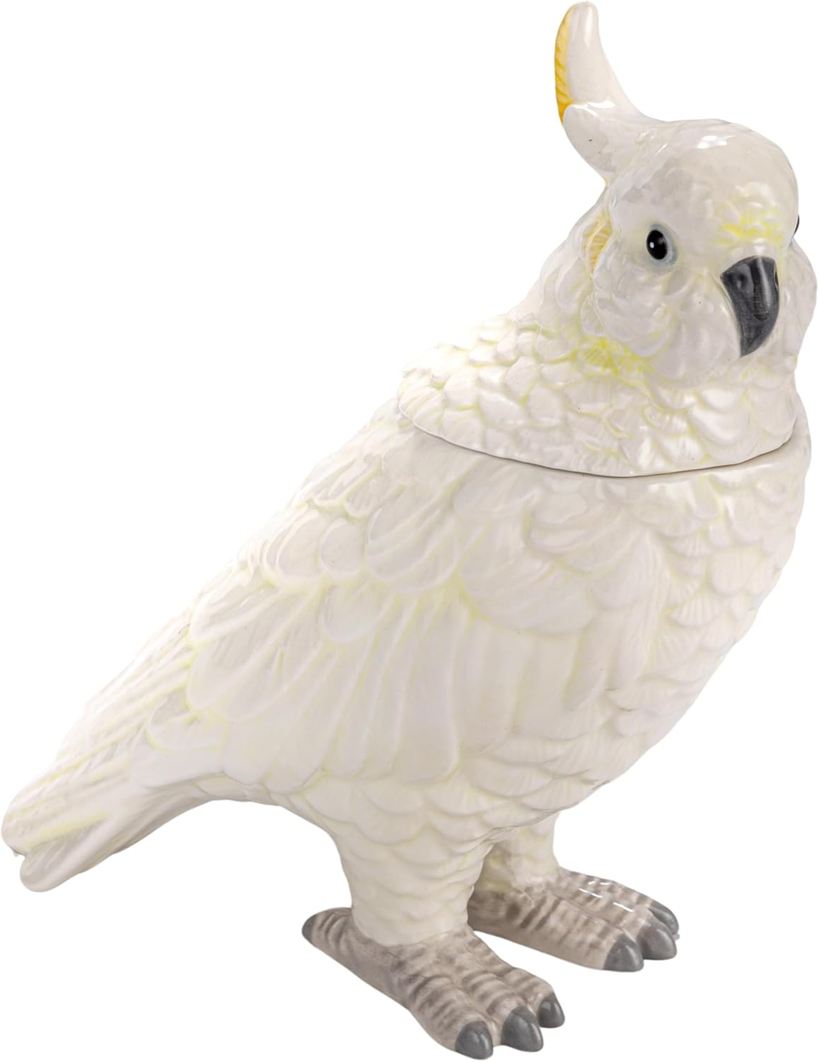 Creative Co-Op Whimsical Ceramic Cockatoo Jar in Yellow