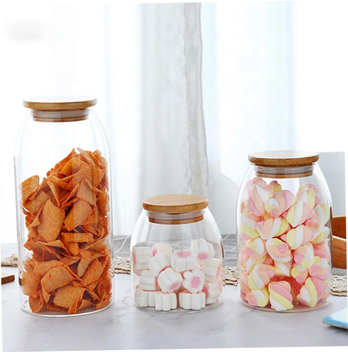 BESTOYARD 2 Pcs Glass Jar Clear Container with Airtight Lid