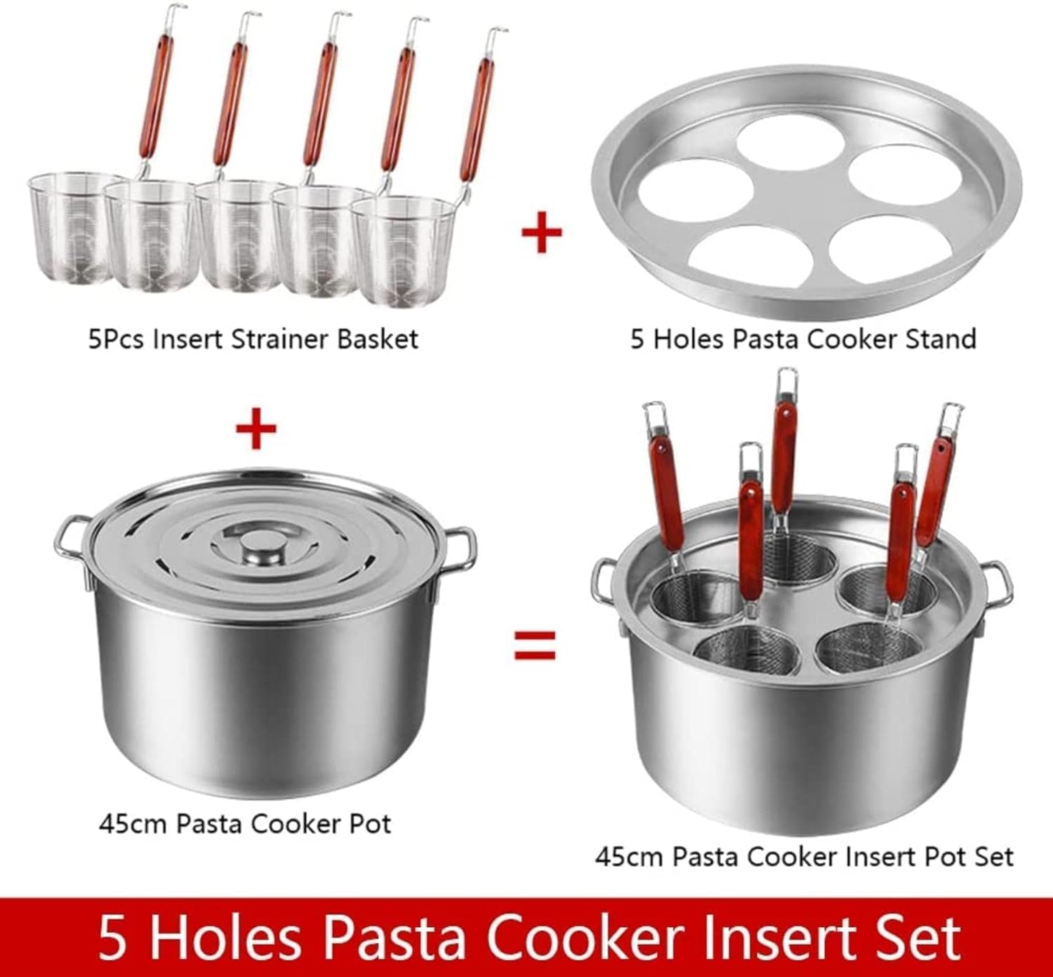 Sturdy Stainless Steel Pasta Cooker Set for Home Commercial Use