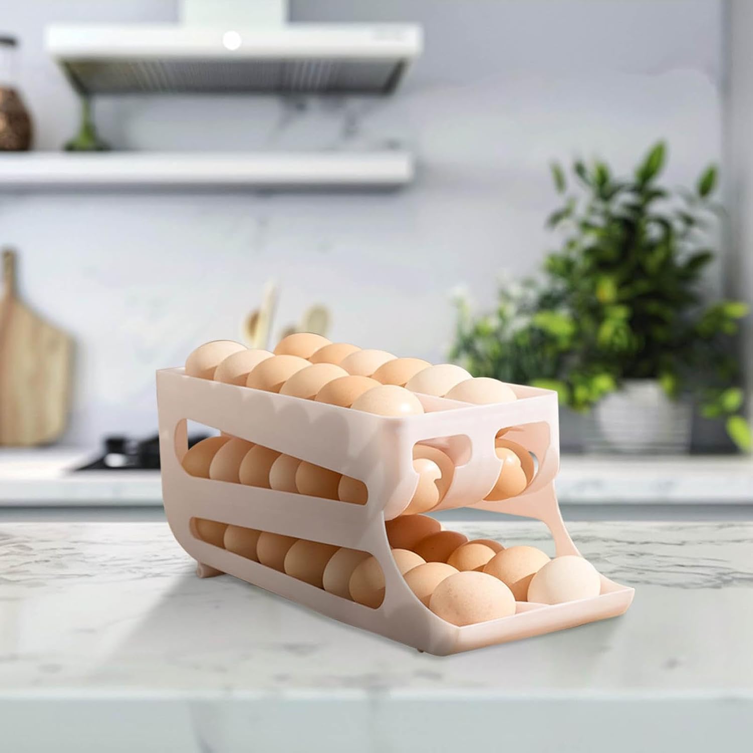 2 Tiers Eggs Holder - Auto Rolling Fridge Organizer