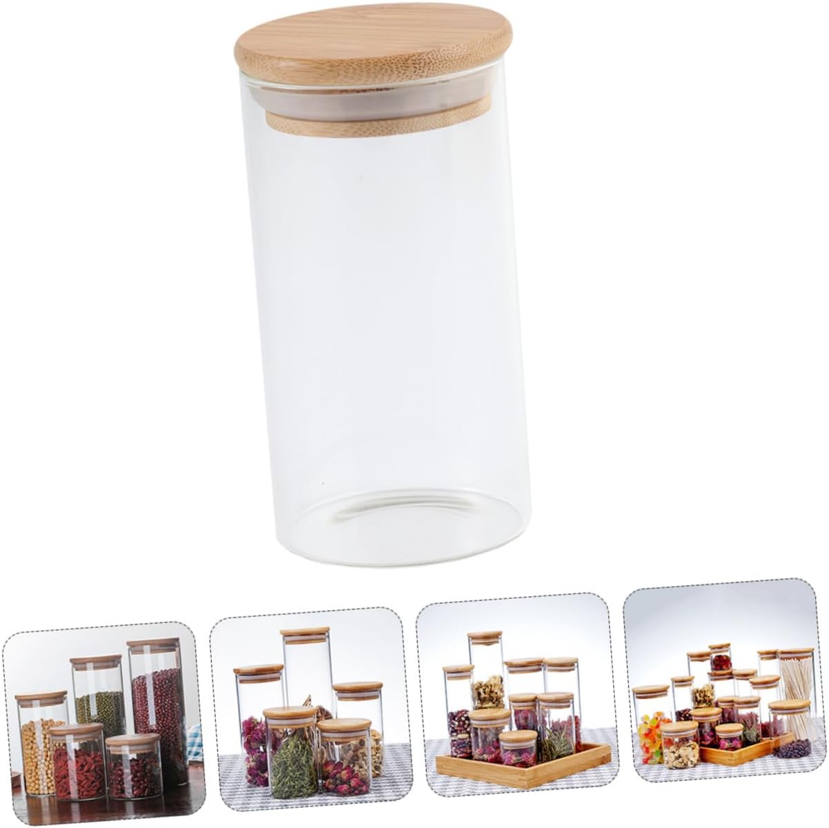 VOSAREA 2 Pcs Glass Sealed Tea Food Storage Jar