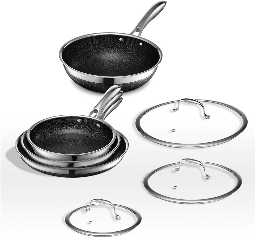 HexClad 7 Piece Hybrid Stainless Steel Cookware Set