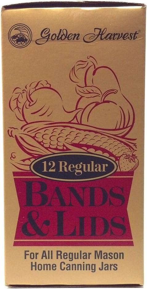 Golden Harvest 12 Regular Bands and Lids for Mason Jars