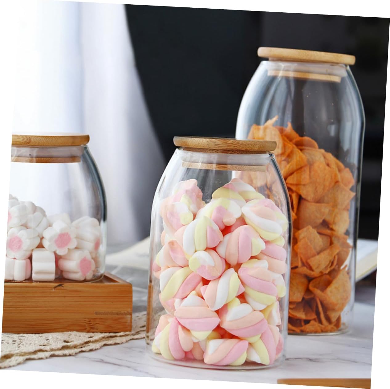 BESTOYARD 2 Pcs Glass Jar Clear Container with Airtight Lid