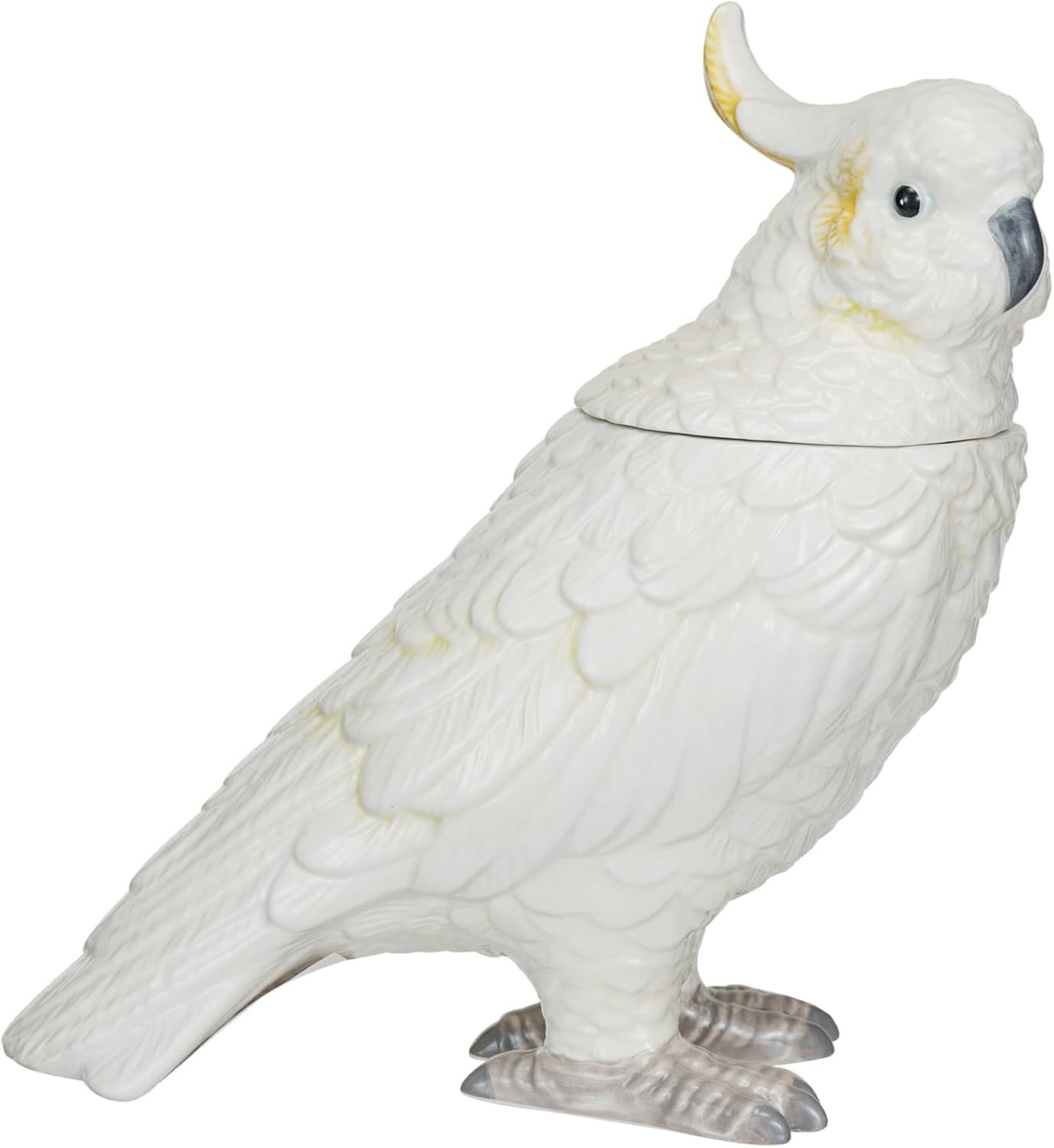 Creative Co-Op Whimsical Ceramic Cockatoo Jar in Yellow
