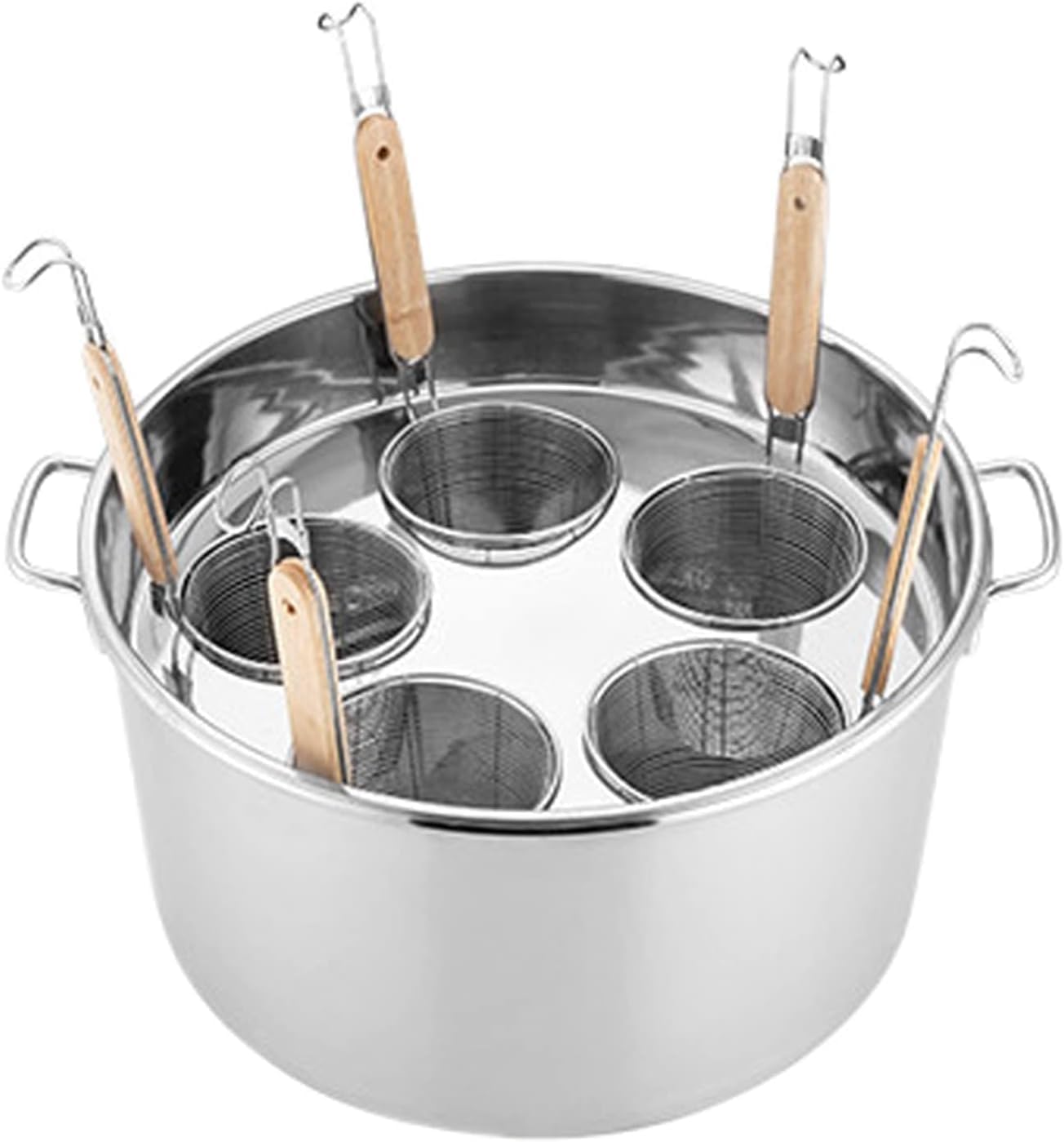 Stainless Steel Pasta Pot with 5 Strainer Baskets