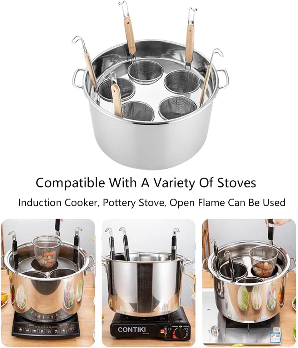 Stainless Steel Pasta Pot with 5 Strainer Baskets