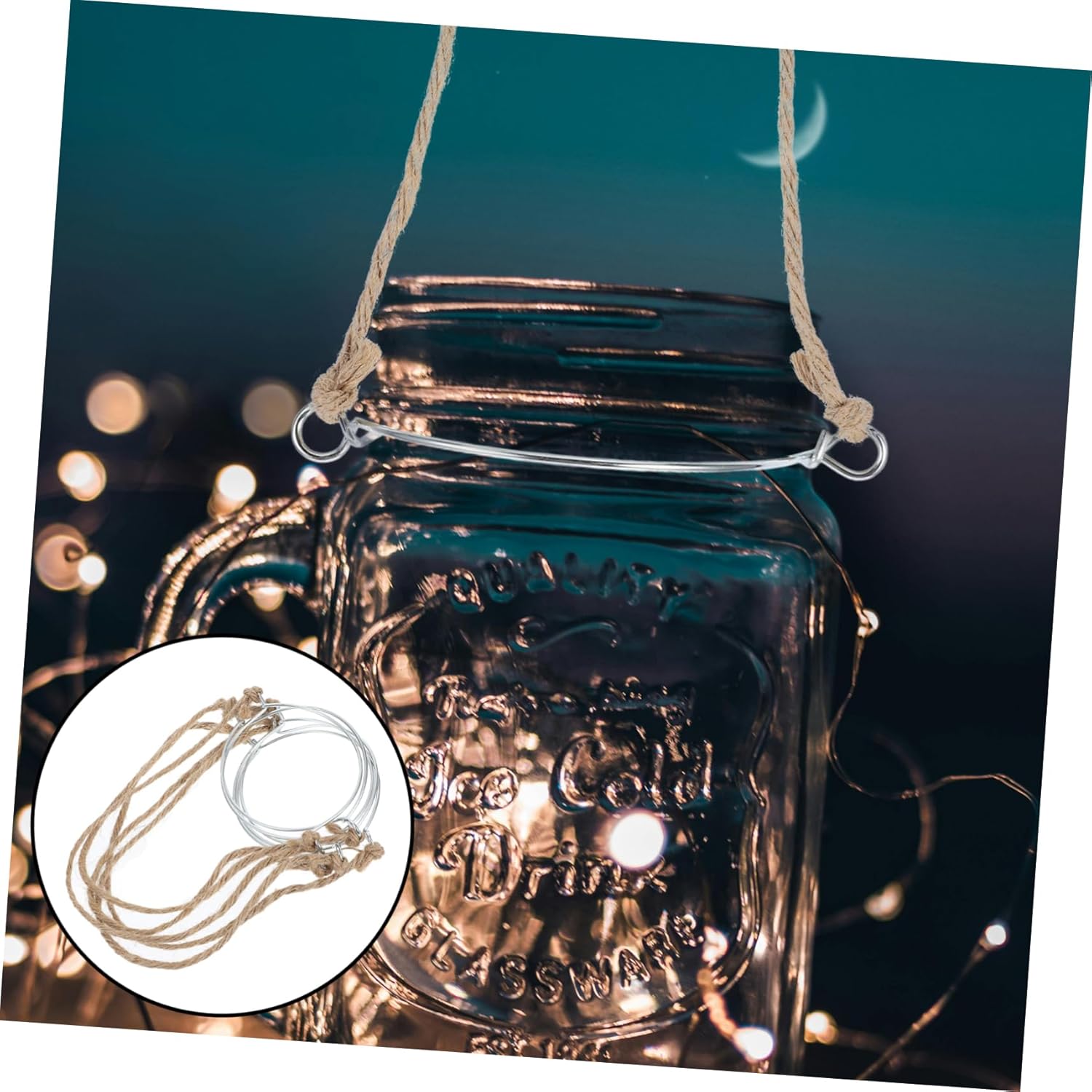 5pk Mason Jar Hangers Iron Hemp Made