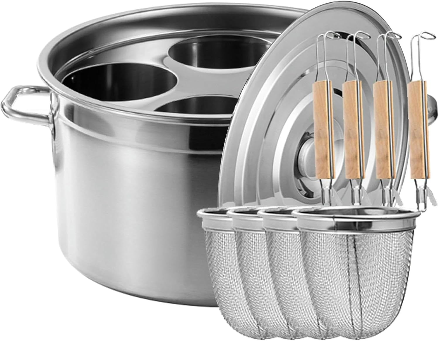 BINGWANGStainless Steel Pasta Pot Set Multi-Pot 45cm Durable Home Kitchen Essential