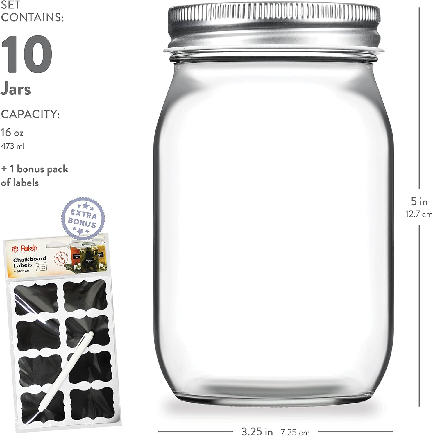 Versatile Crystal-Cl ear Glass Mason Jars Set of 10