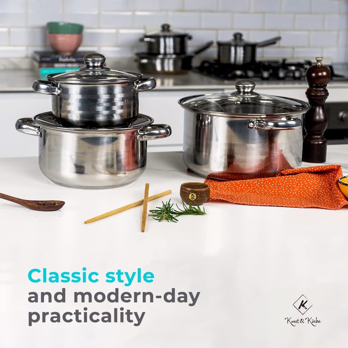 12-Piece Stainless Steel Pot Cookware Set