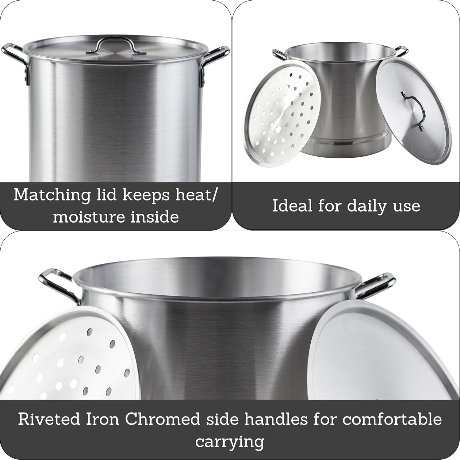 Sleek Durable Aluminum Steamer Set for Efficient Cooking