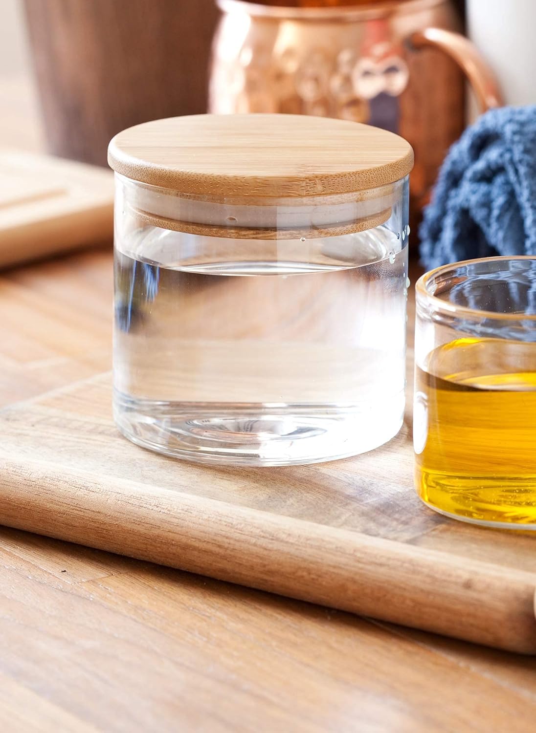 2 Pack 8 oz Borosilicate Glass Jars with Bamboo Sealed Lids