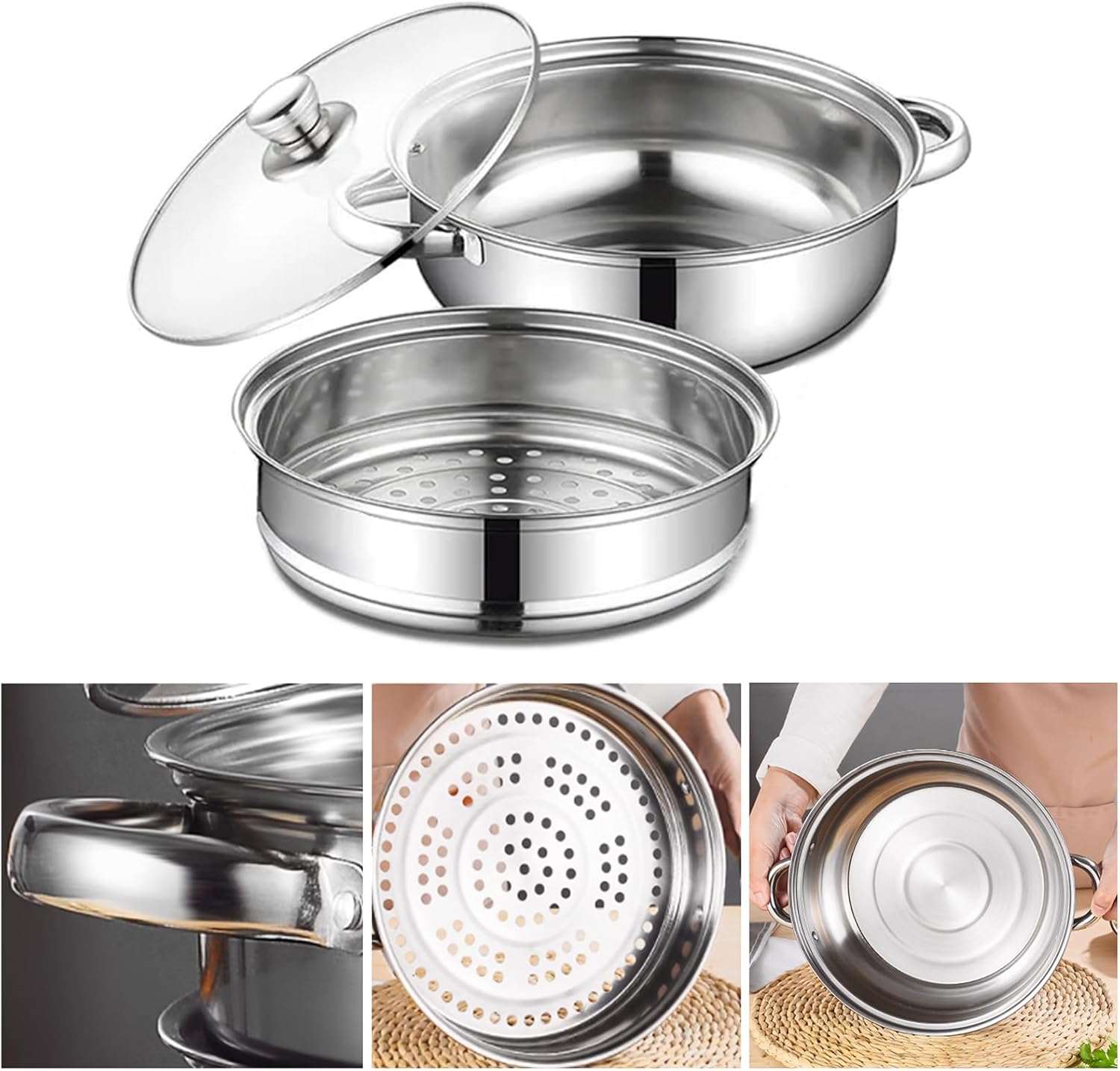 cooker for steam 28cm Steamer pot with glass lid