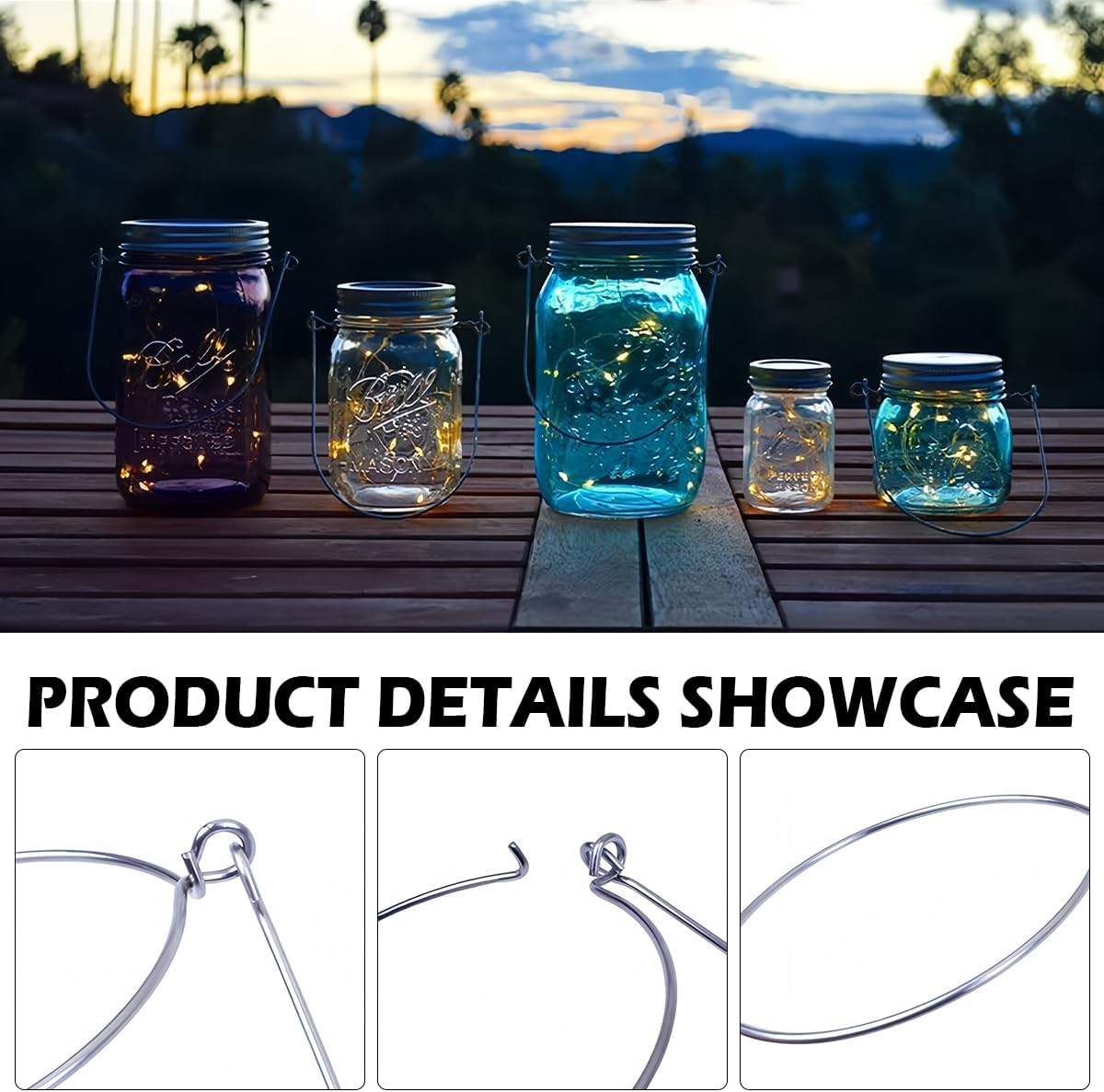 Stainless Steel Mason Jar Wire Hangers 10Pcs Perfect Fit for 70mm Jars