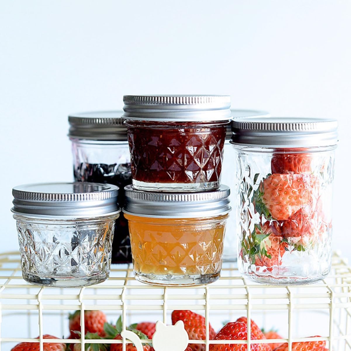 Sturdy 2-Pack Glass Jam Pots for Canning Storage