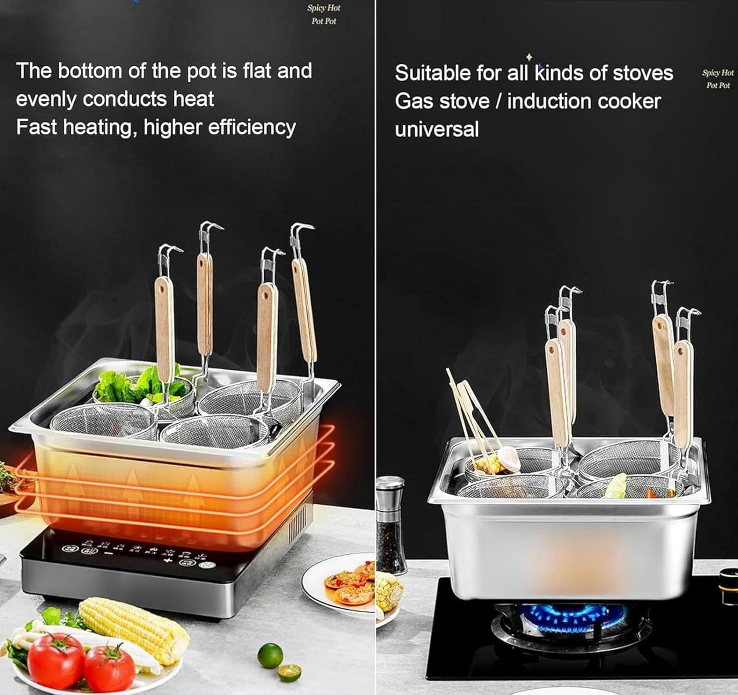 Stainless Steel 6-Hole Pasta Cooker Set for Home Commercial