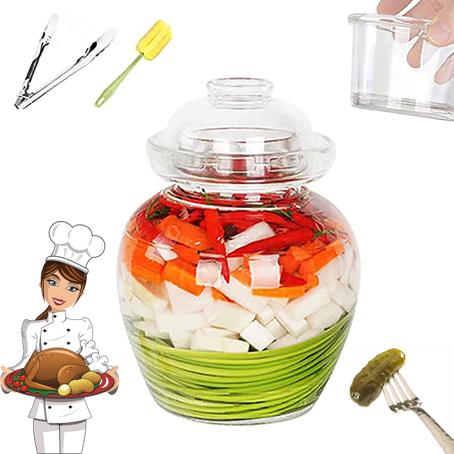 OCAZI Clear Glass Jar 10L Pickling Fermenting Canning Jar
