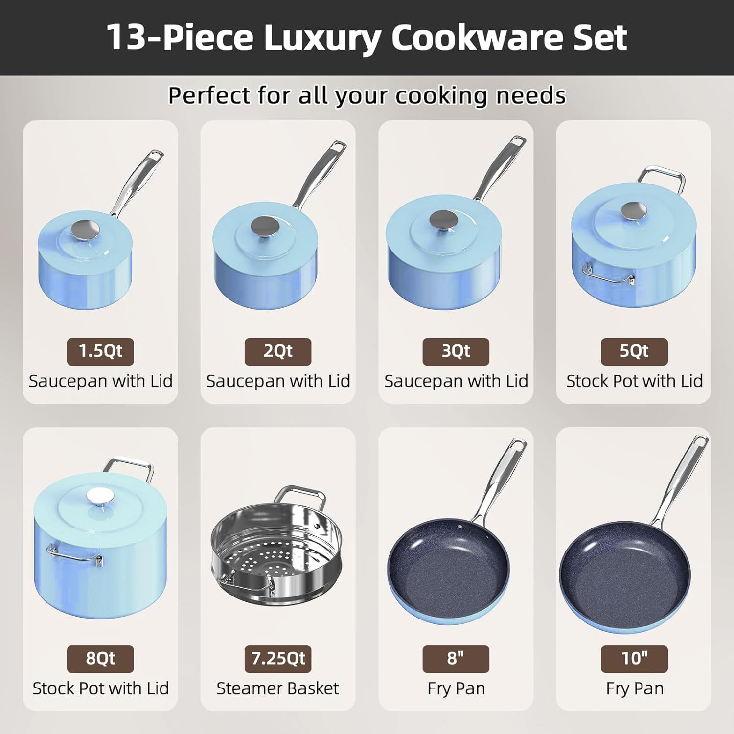 Luxury Non-Stick Cookware Set for All Cooktops