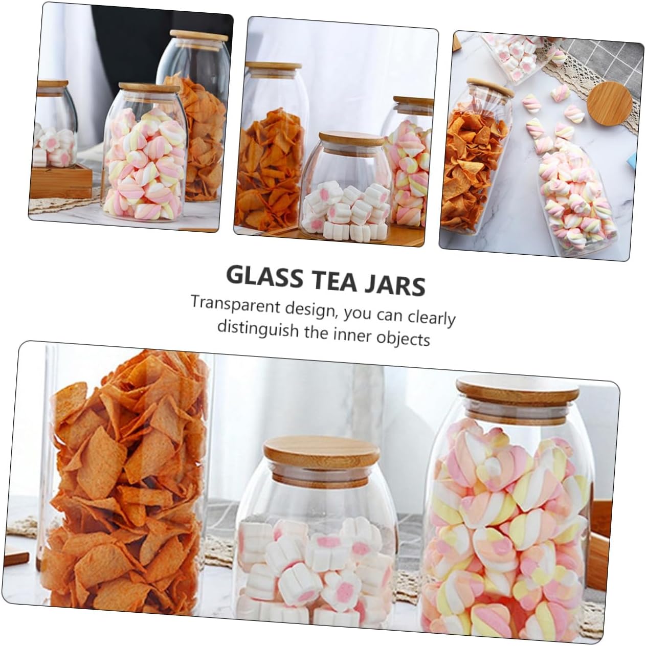 BESTOYARD 2 Pcs Glass Jar Clear Container with Airtight Lid