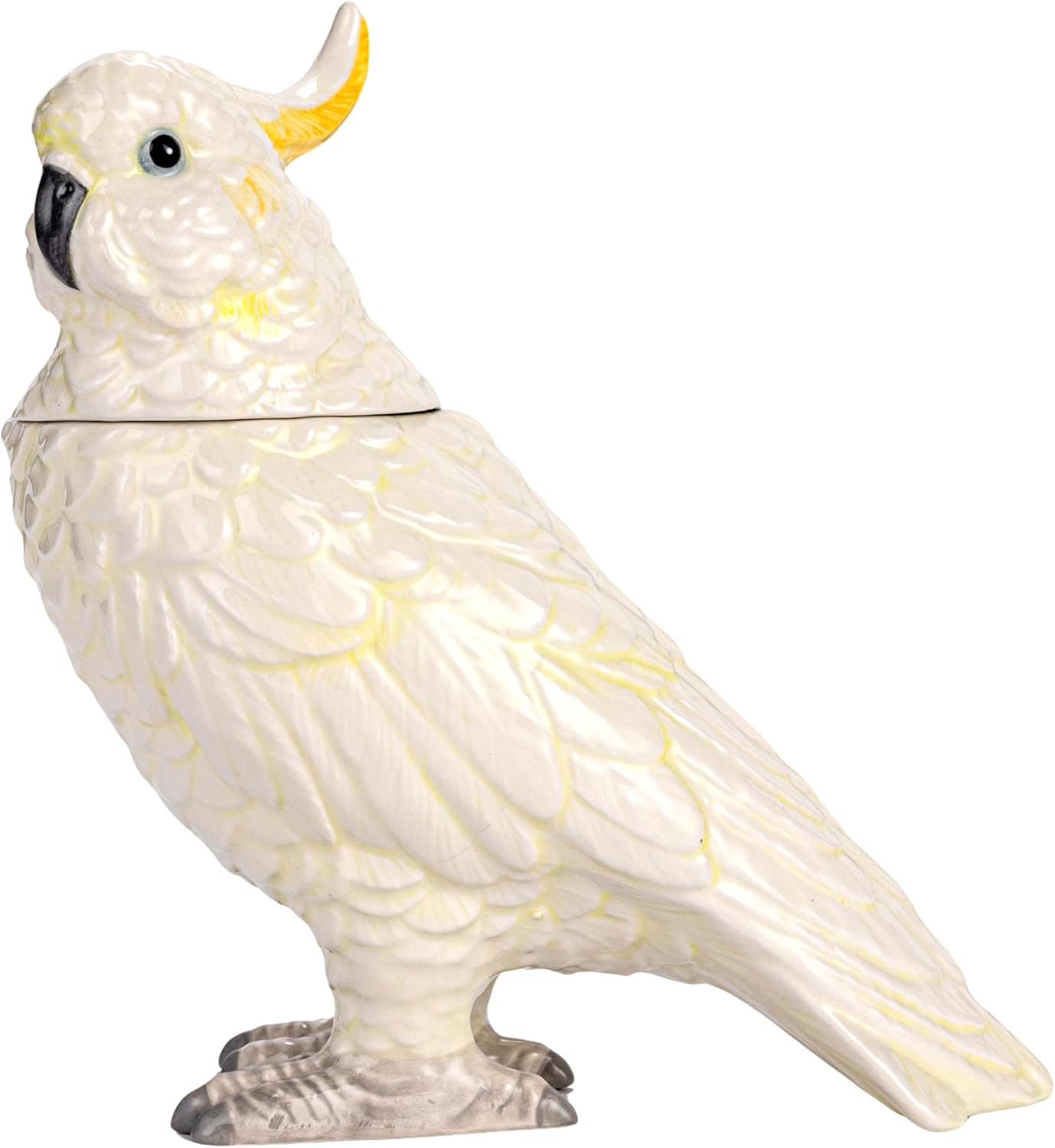 Creative Co-Op Whimsical Ceramic Cockatoo Jar in Yellow