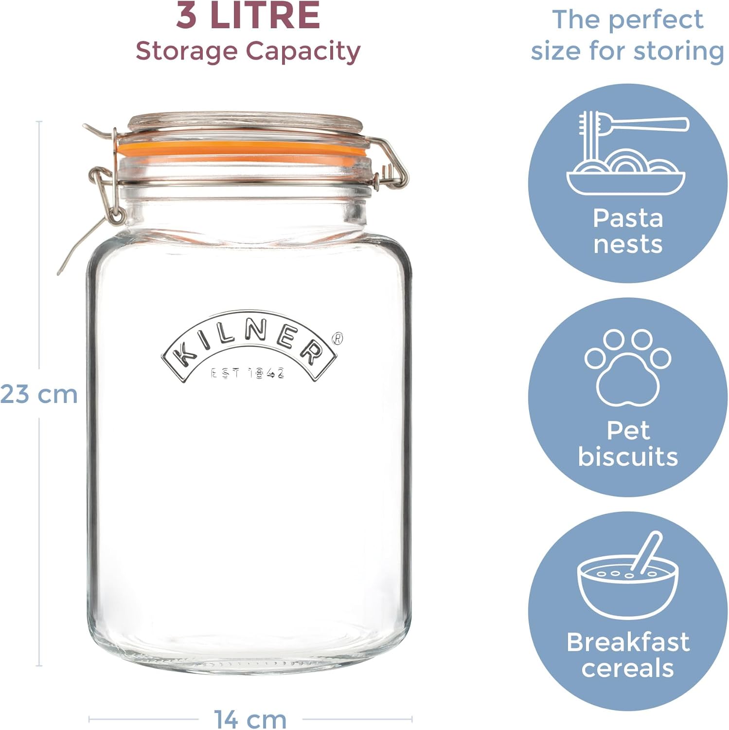 Kilner Square Clip Top Jar 3L