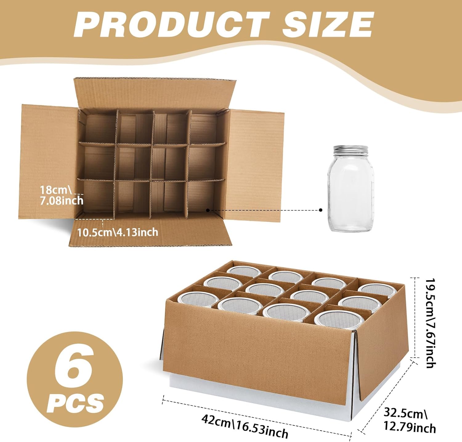 6 Piece Canning Jar Storage Boxes with Dividers