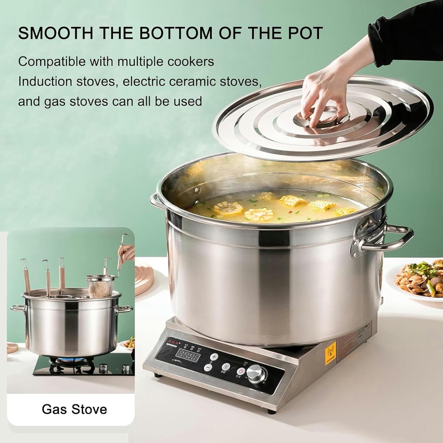 BINGWANGStainless Steel Pasta Pot Set Multi-Pot 45cm Durable Home Kitchen Essential