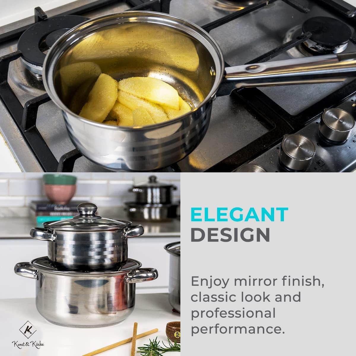 12-Piece Stainless Steel Pot Cookware Set