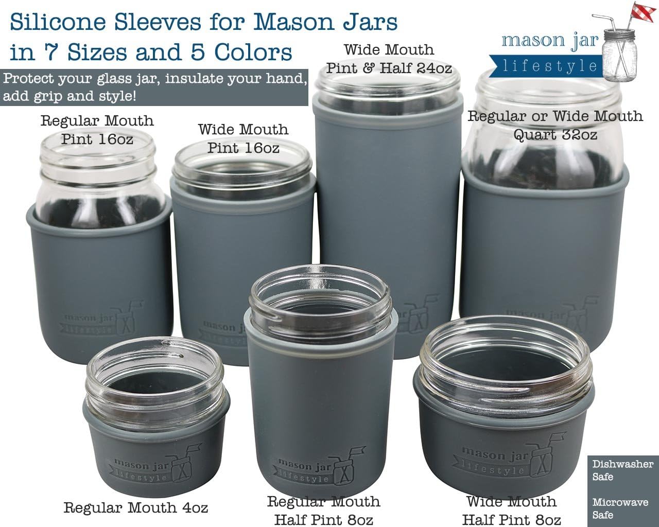 Pint Half 24oz Silicone Sleeves by Mason Jar Lifestyle