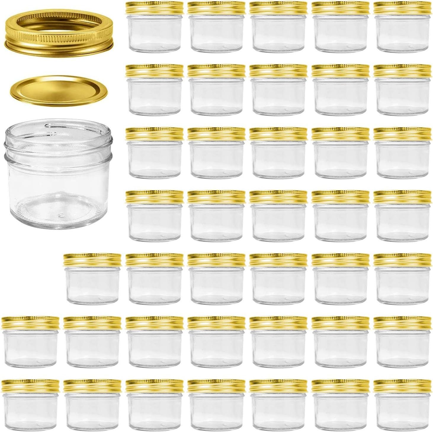 Encheng 4 Oz Glass Jars 40-Piece Set with Golden Bands