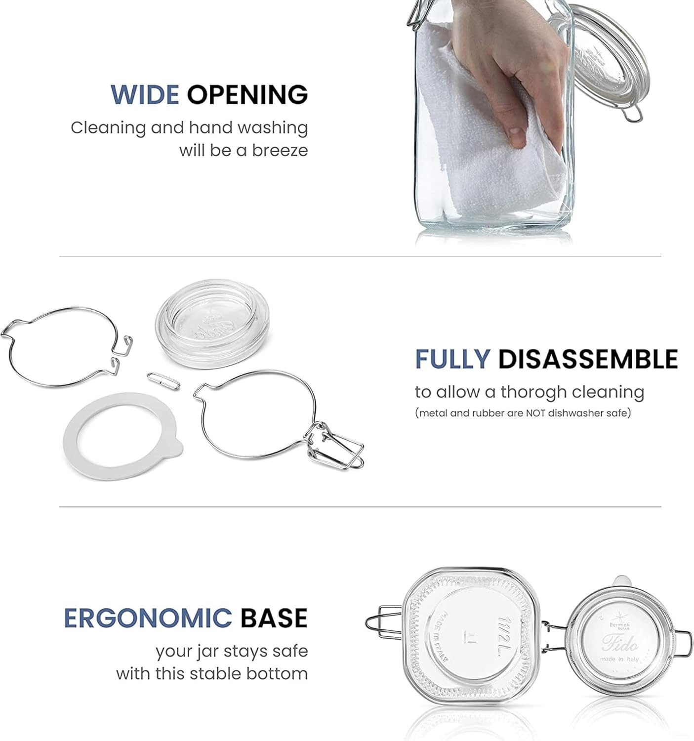 Italian Glass Jar for Preserves and Jams Airtight Design