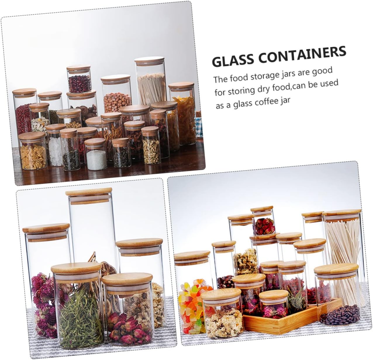 2 Set Sealed Glass Jar Storage Food Canisters for Tea Cereals